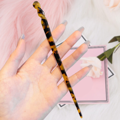 玳瑁一字簪发簪女小众现代日常简约发钗发张钗子古风盘发高级簪子