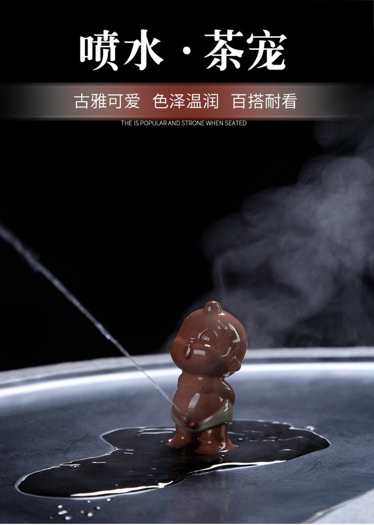 喷水尿童小和尚紫砂童子撒尿娃娃茶宠摆件紫砂功夫茶具茶艺配件