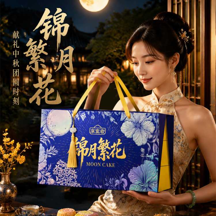 享食者 中秋月饼礼盒装蛋黄莲蓉五仁月饼流心月饼送长辈亲戚节日礼品