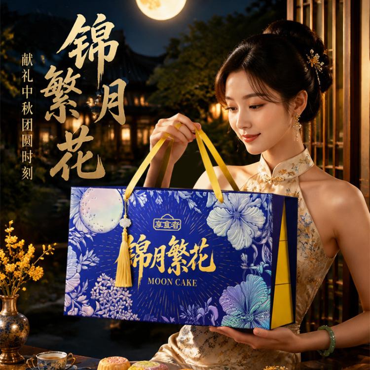 享食者 中秋月饼礼盒装蛋黄莲蓉五仁月饼流心月饼送长辈亲戚节日礼品
