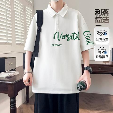 德尔惠 【宽松版型】运动polo衫秋季男式高级感时尚潮牌翻领短袖T恤 图片 1
