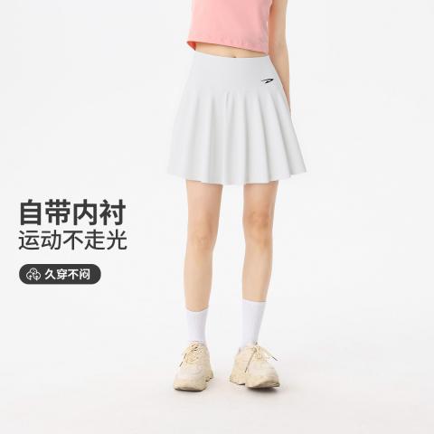 德尔惠 瑜伽运动裤裙带内衬户外运动休闲防走光收紧腰轻盈显瘦百褶短裙女 图片 1