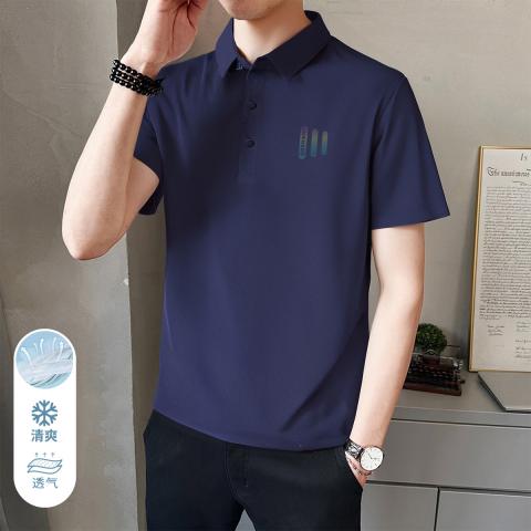 德尔惠 夏季男士冰丝翻领POLO衫时尚亲肤百搭休闲短袖清爽透气T恤男 图片 1