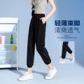 德尔惠 【垂感薄款】运动裤秋季女士户外休闲跑步运动舒适透气束脚九分裤 图片 1