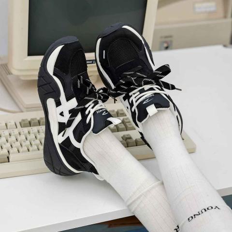 德尔惠 【厚底增高老爹鞋】春季女鞋厚底增高复古时尚百搭舒适运动休闲鞋 图片 7