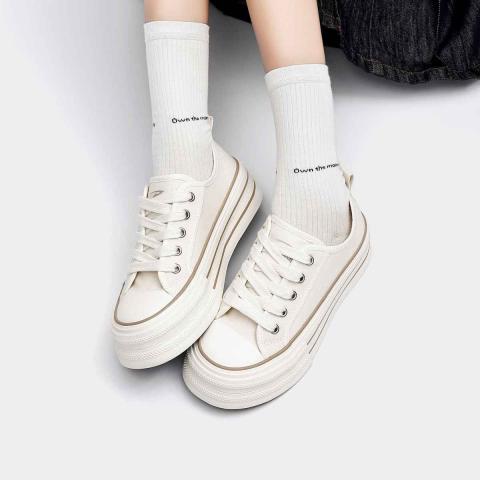 德尔惠 【厚底增高板鞋】春季女鞋经典复古时尚百搭休闲鞋校园学生帆布鞋 图片 6