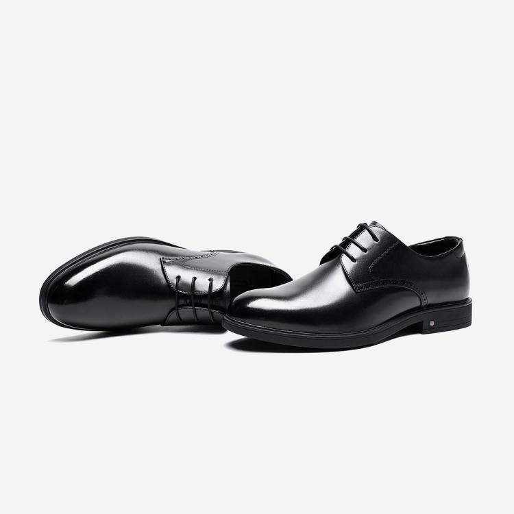 千百度 【头层牛皮】真皮男士透气冲孔皮鞋商务正装婚鞋职场皮鞋男德比鞋