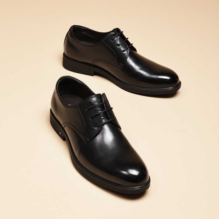 千百度 【头层牛皮】真皮男士皮鞋商务正装男鞋婚鞋职场皮鞋男德比鞋皮鞋