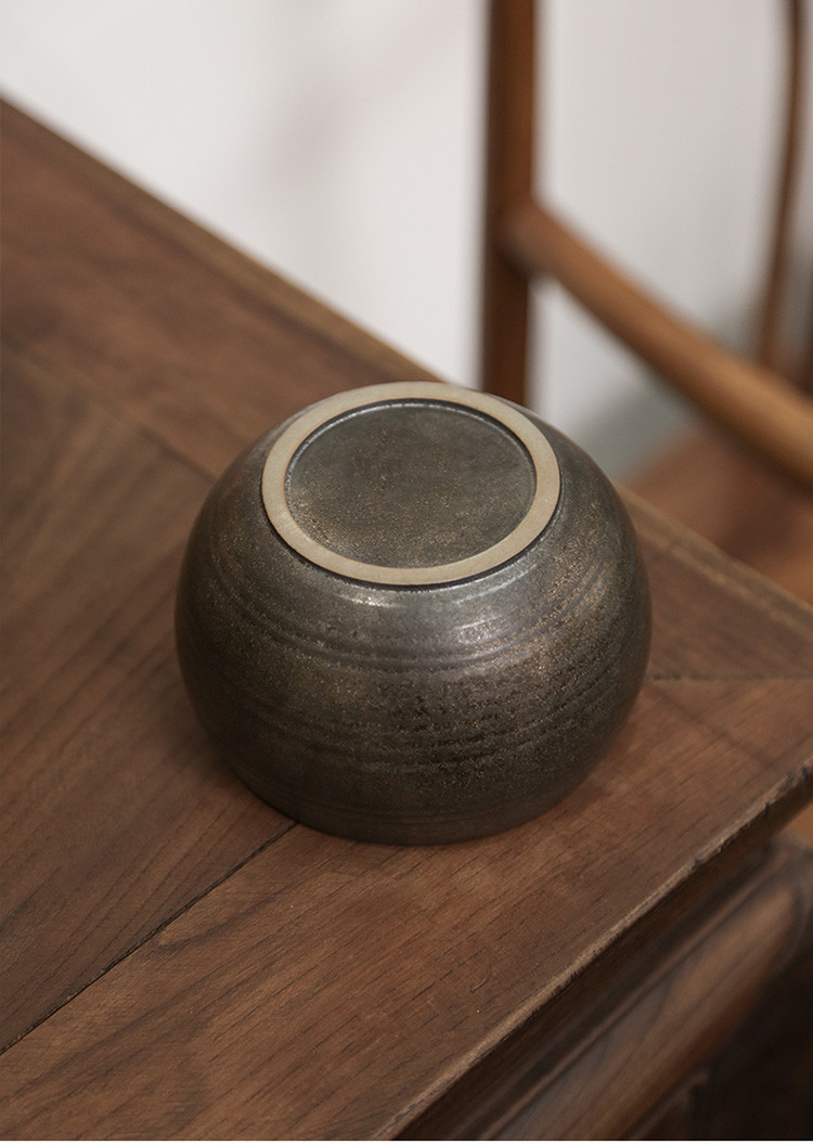 手拉胚原矿铁釉手工小建水水洗抹茶碗日式金属釉办公室功夫茶具