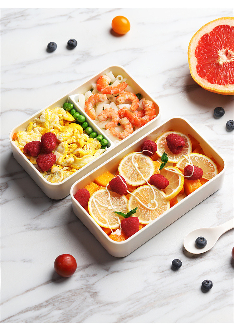 轻食饭盒便当盒ins风上班族日式双层**轻便可微波炉加热专