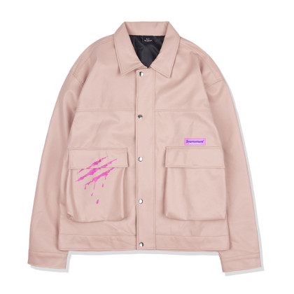 血爪抓痕夜光硅胶标休闲pu皮衣外套男新款情侣夹克潮ins