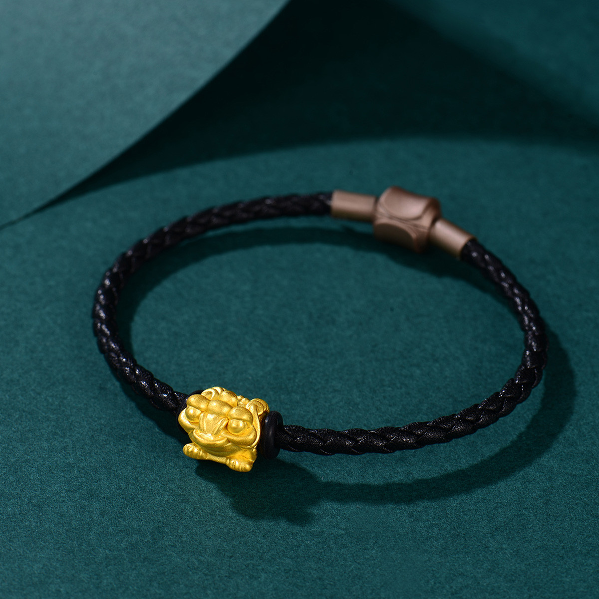 黄金编绳手串金蝉手串金蝉编绳串珠硬金手串