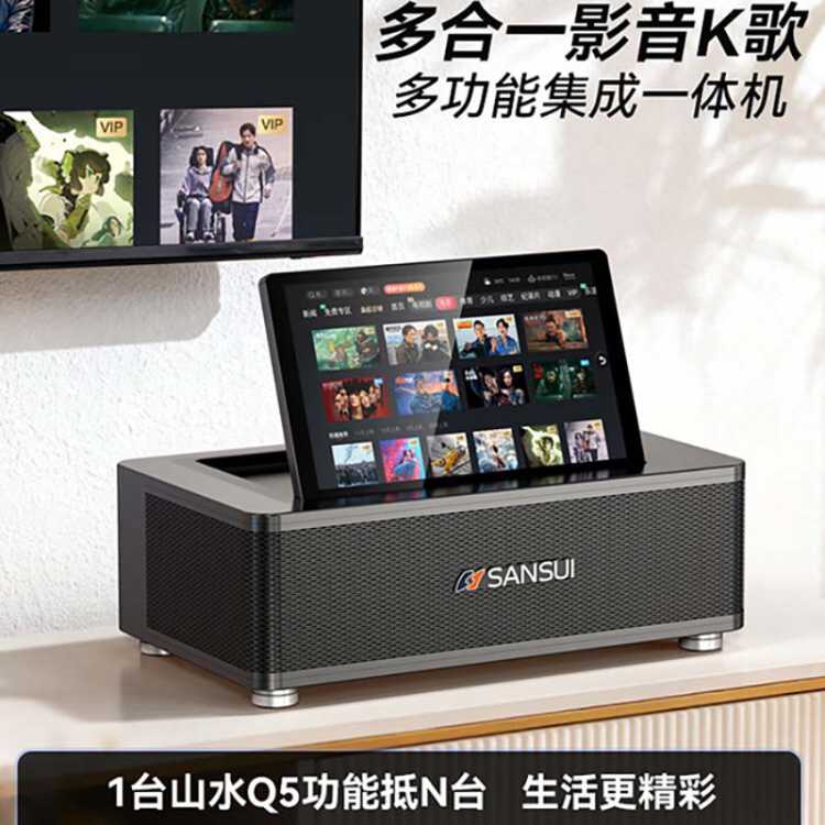 山水 Q5家庭ktv套装家用卡拉ok一体机连接电视桌面专业唱歌