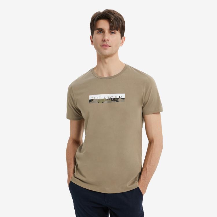 Tommy Hilfiger 男纯棉经典时尚字母logo迷彩印花短袖t恤24548 In Green