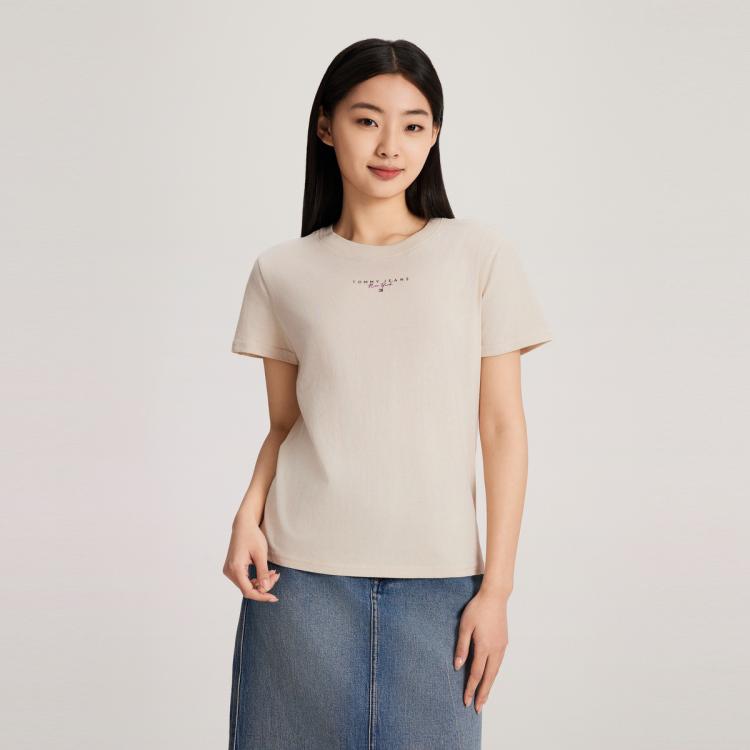 TOMMY HILFIGER 【美式休闲】Tommy Jeans 春夏女纯棉平纹针织净色刺绣T恤17828 6920889714095389707