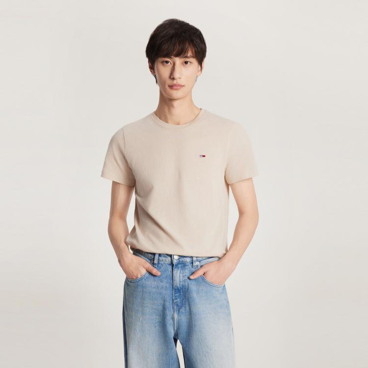 Tommy Hilfiger 【两件装】tommy Jeans秋男女纯棉平纹针织净色修身短袖15381 In Neutral