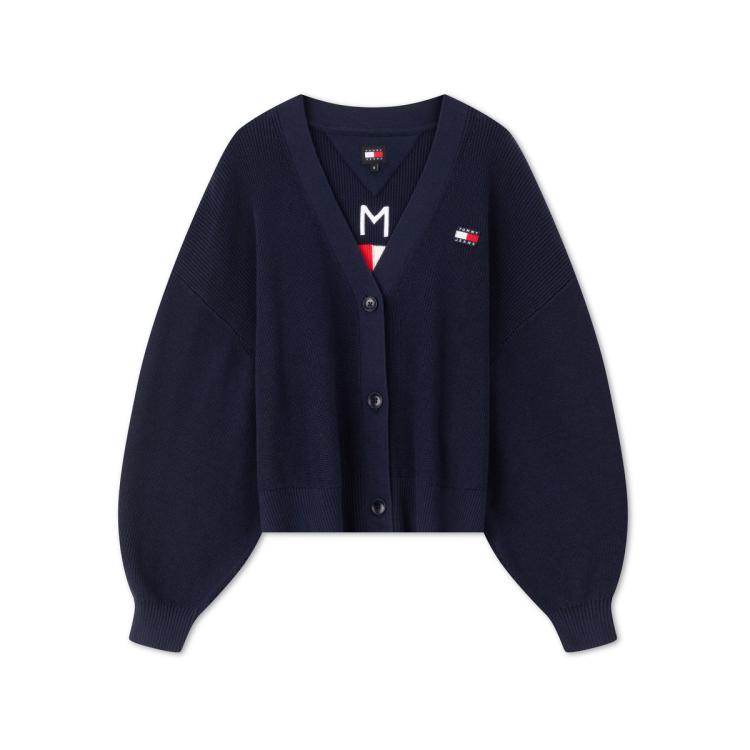 TOMMY HILFIGER TOMMY HILFIGER 【美式休闲】TommyHilfiger24秋冬女灯笼袖纯棉后背撞色开衫18335 6920975676552149835