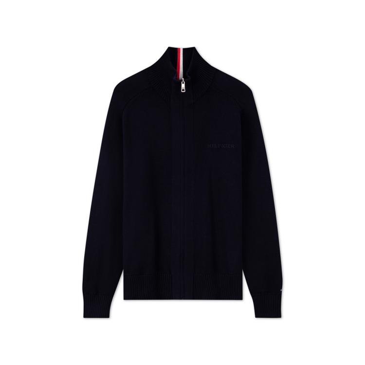 TOMMY HILFIGER TOMMY HILFIGER Tommy Hilfiger 男装纯棉刺绣净色商务半高领宽松针织外套33135