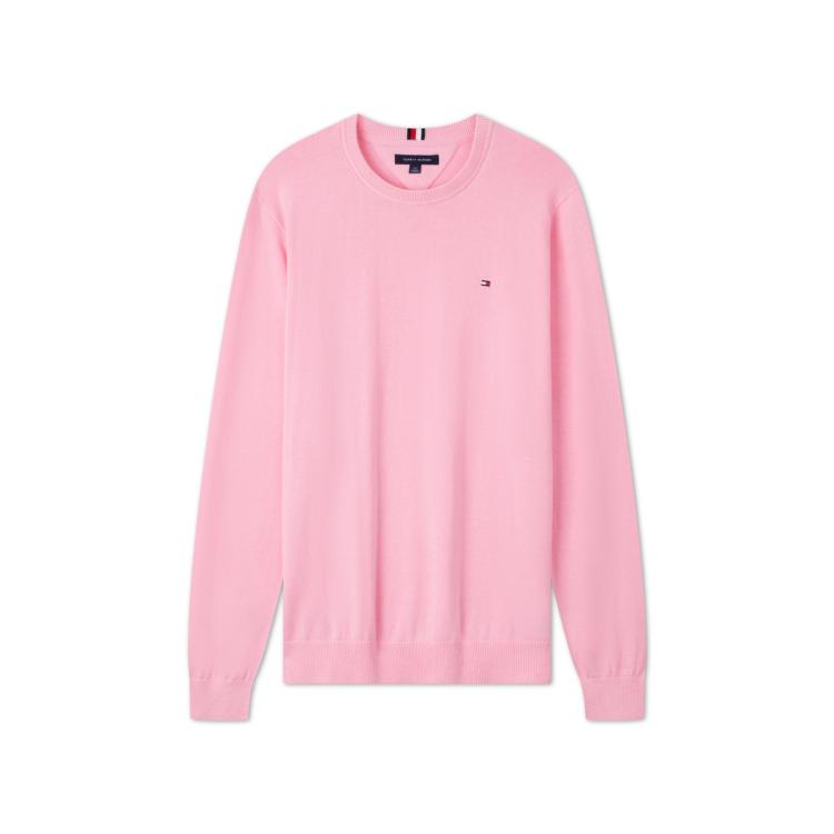 Tommy Hilfiger 男装纯棉简约小绣标合身版套头针织衫j8320 In Pink