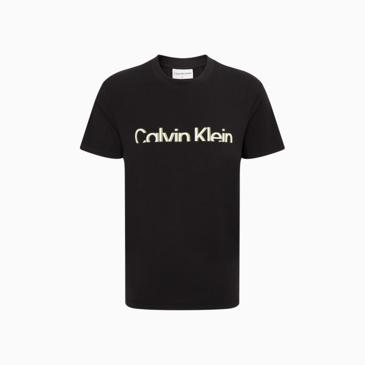 Calvin Klein Ck Jeans夏季男女情侣中性时尚简约印花logo透气短袖t恤j400198 In Black