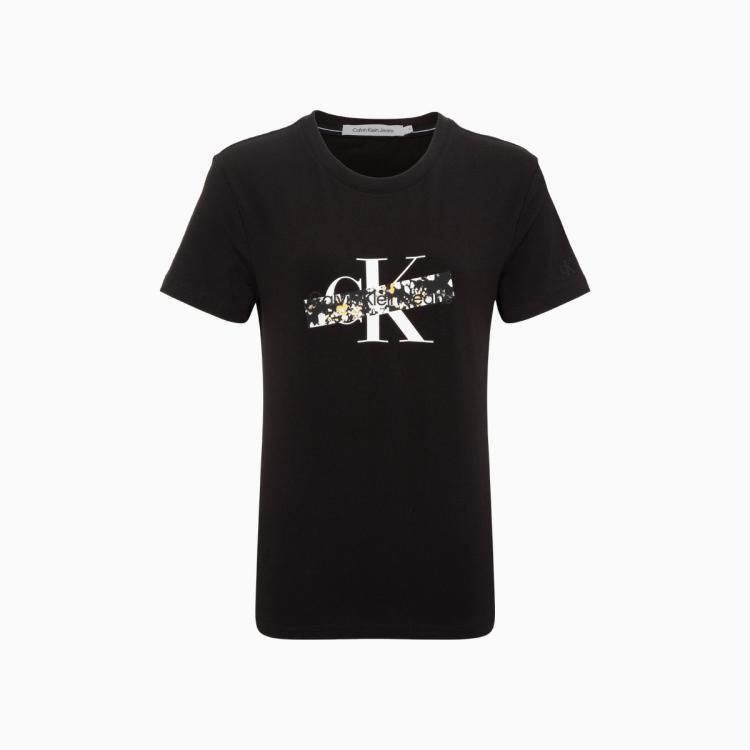 CK Jeans夏季女士休闲圆领时尚印花微弹透气修身短袖T恤J220168