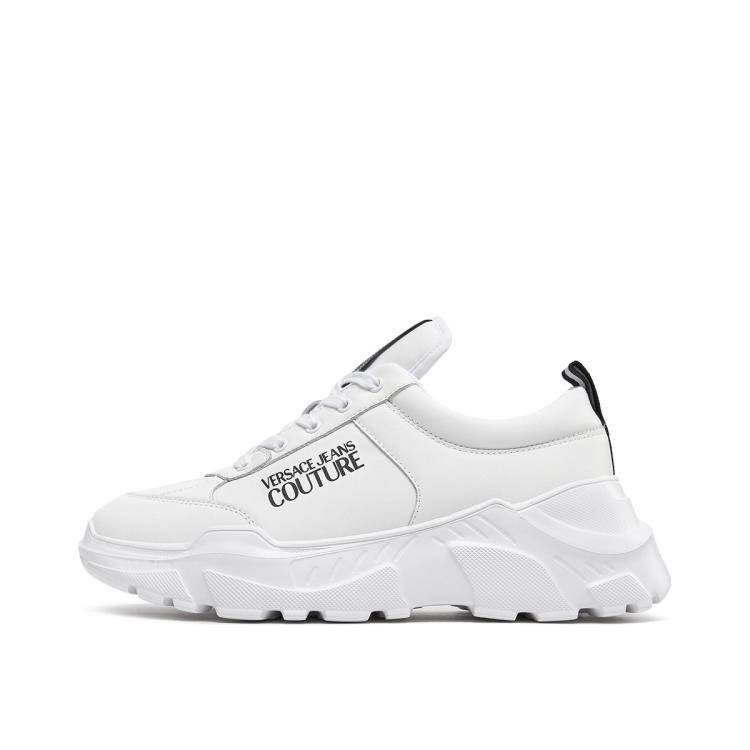 Shop Versace Jeans Couture Chunky Leather Sneakers In White