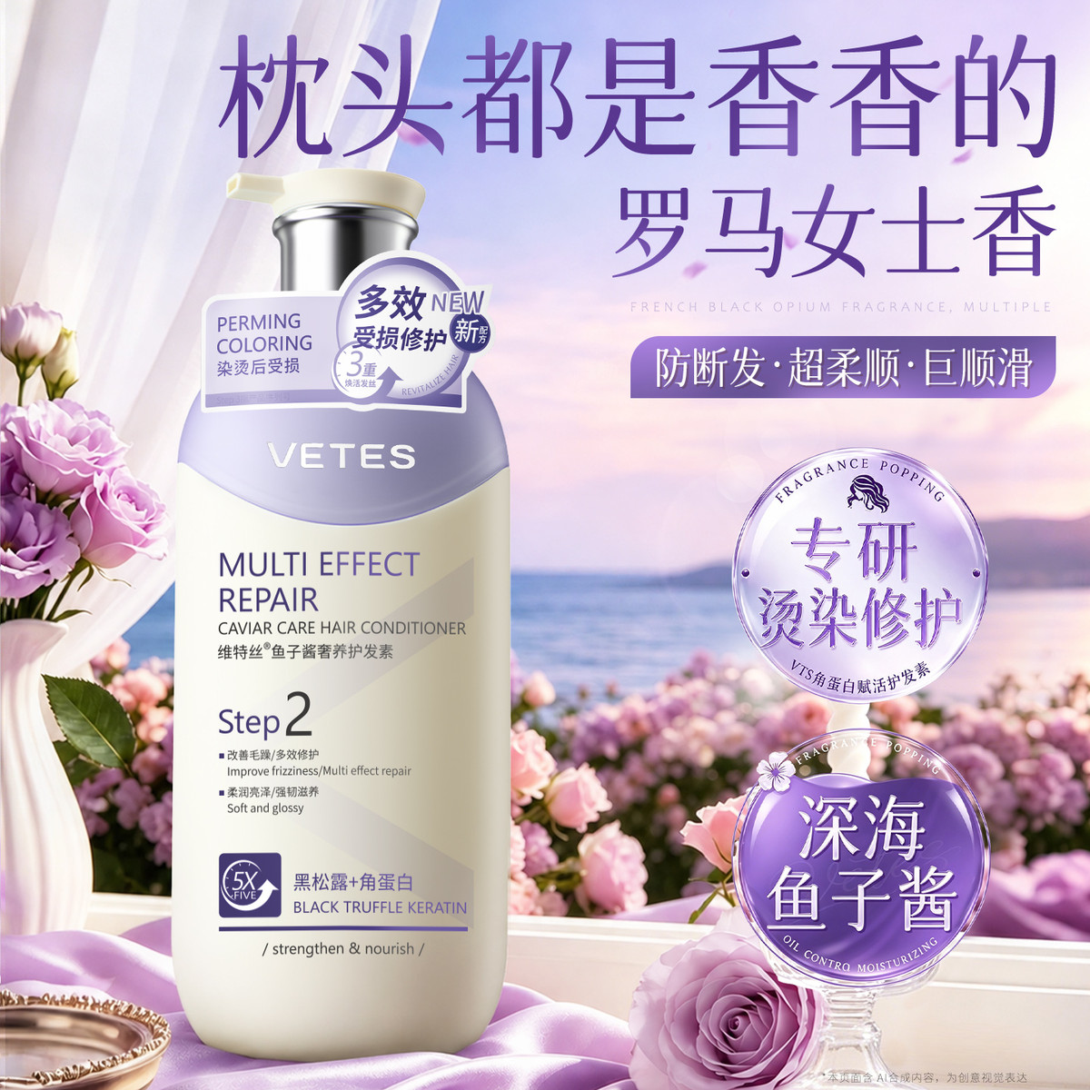 维特丝 鱼子酱护发素改善毛躁女士高级顺滑烫染修护持久留香角蛋白护发