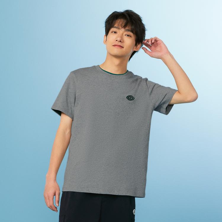 Skechers 斯凯奇 【吸湿速干】24年短袖t恤衫男女同款运动t恤透气夏季 In Gray