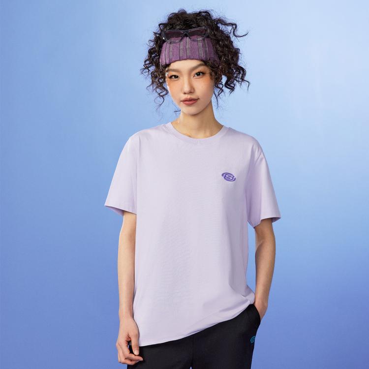 Skechers 【吸湿速干】24年短袖t恤衫男女同款运动t恤透气夏季 In Purple
