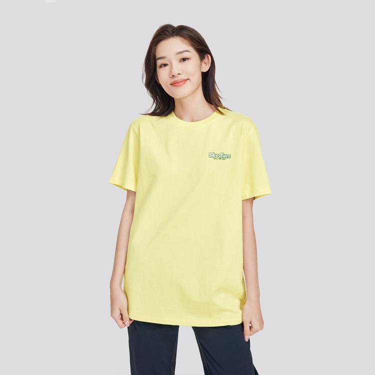 Skechers 24年短袖t恤衫男女同款纯色棉质短袖t恤男女款夏季 In Yellow