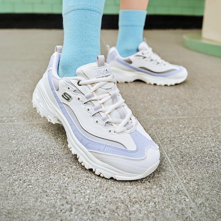 Skechers 斯凯奇 【时尚百搭】女鞋女子老爹鞋女简约熊猫鞋运动休闲鞋秋季 In White