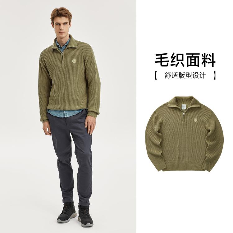 Skechers 斯凯奇 【雅钻系列】男士卫衣毛织套头卫衣休闲亲肤日常百搭 In Green