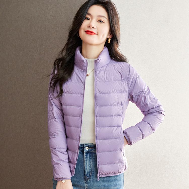 雪中飞 【90%鸭绒&立领羽绒外套】春季秋羽绒保暖轻薄女式羽绒服