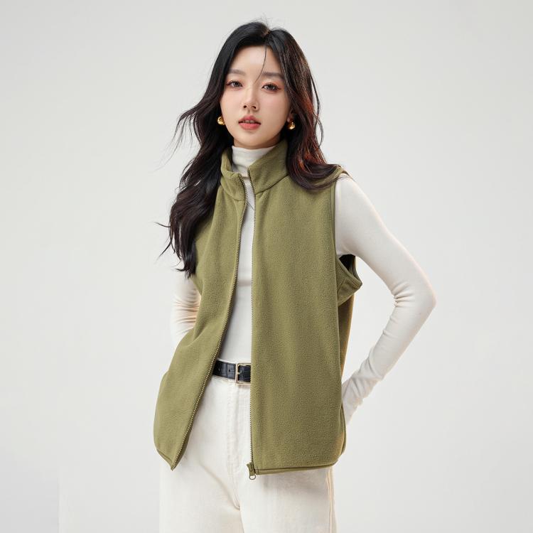 雪中飞 女式简约立领抓绒马甲时尚休闲系列秋冬柔软居家户外马甲