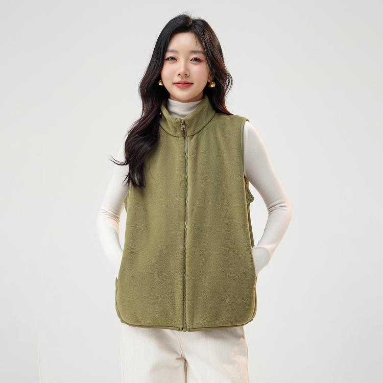 雪中飞 女式简约立领抓绒马甲时尚休闲系列秋冬柔软居家户外马甲