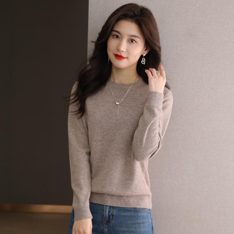 雪中飞 【100%绵羊毛】26春季纯色百搭宽松显瘦内搭外穿女式羊毛衫