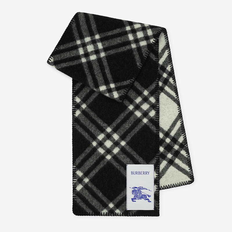 BURBERRY 【爆款反季好价】明星同款羊毛格纹LOGO贴围巾7天无忧退换