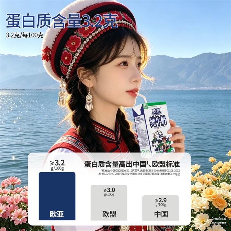 欧亚 欧亚全脂纯牛奶250g*24盒装云南大理早餐奶生牛乳