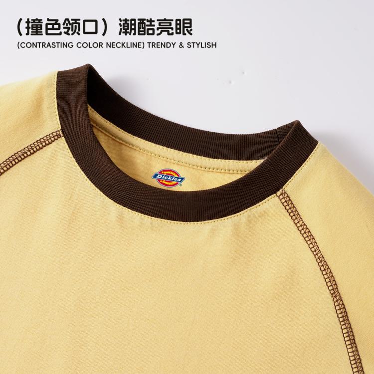 Dickies 【秋季潮流长袖】儿童洋气百搭时尚撞色打底衫中大童休闲上衣潮