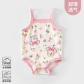 迪士尼 【经典满印】婴幼儿吊带哈衣女宝宝a类纯棉爬爬服小童背心连体衣 图片 1