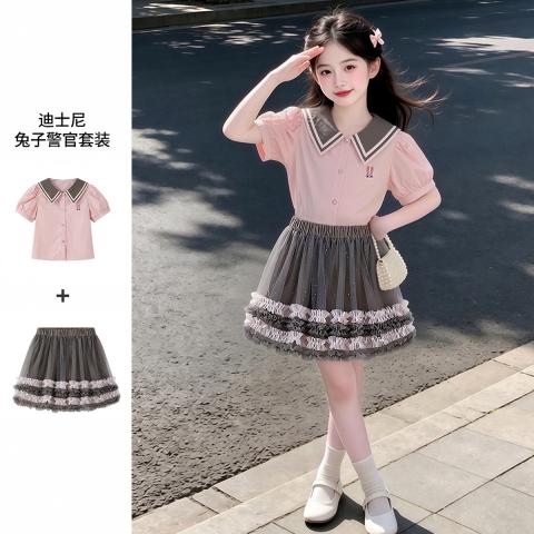 迪士尼 【疯狂动物城】朱迪兔学院风套装女童夏季新款衬衫网纱半裙两件套 图片 2