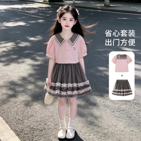 迪士尼 【疯狂动物城】朱迪兔学院风套装女童夏季新款衬衫网纱半裙两件套 图片 3