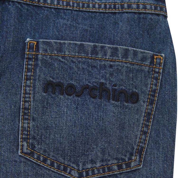 莫斯奇诺 女士 后贴袋刺绣Logo牛仔短裤
