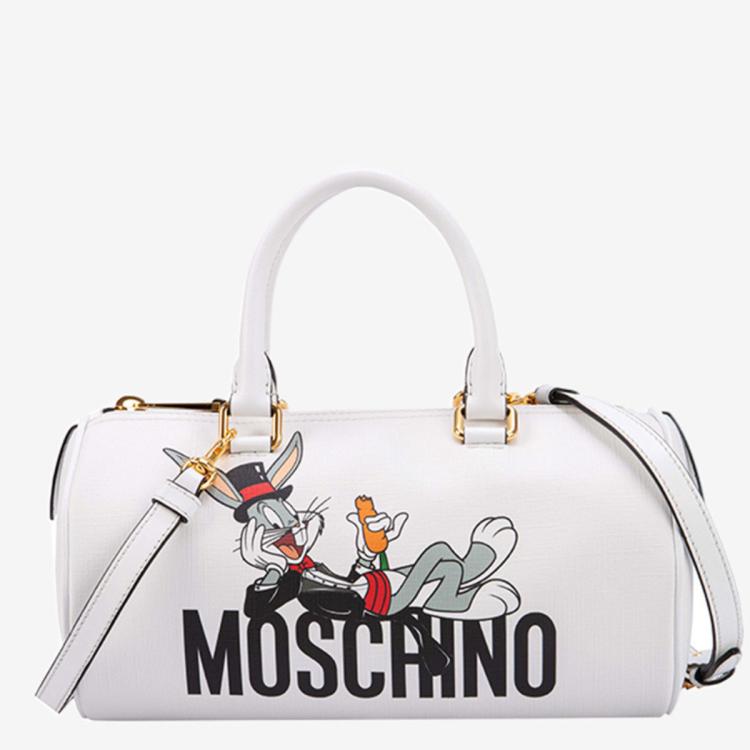 Moschino 兔八哥新年联名女士波士顿包 In White