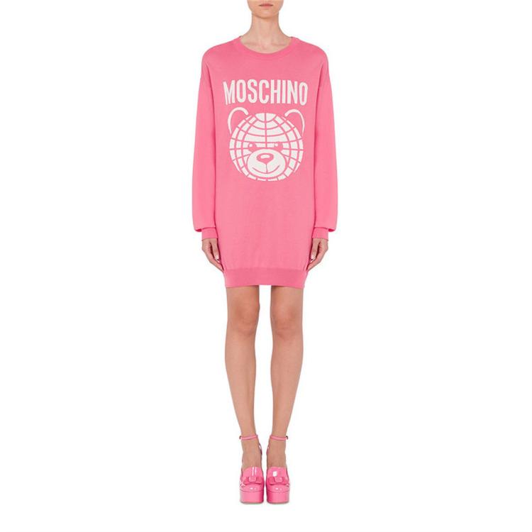 Moschino 女士泰迪熊纯棉针织连衣裙 In Pink