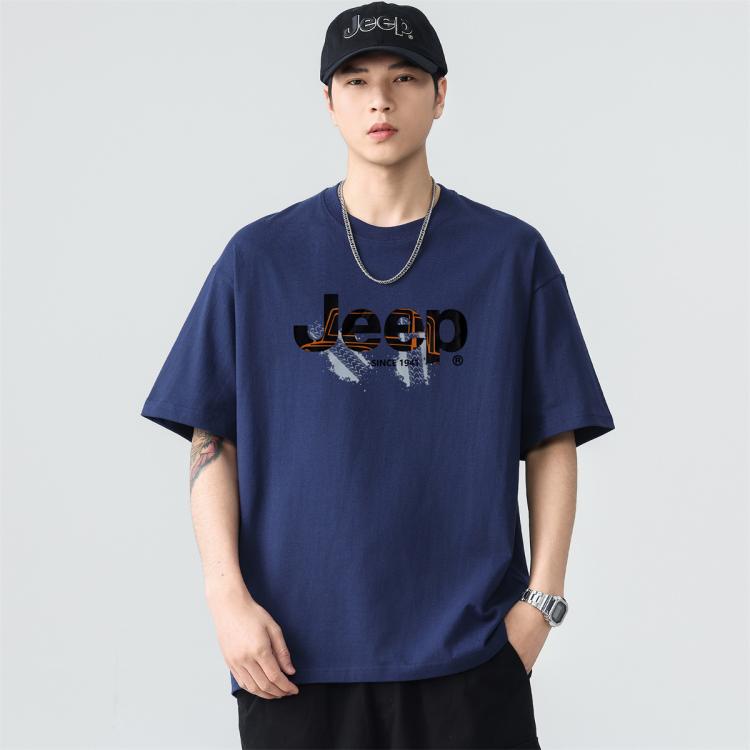 JEEP 【重磅100%棉】短袖T恤男夏季清爽宽松纯棉休闲运动上衣半袖