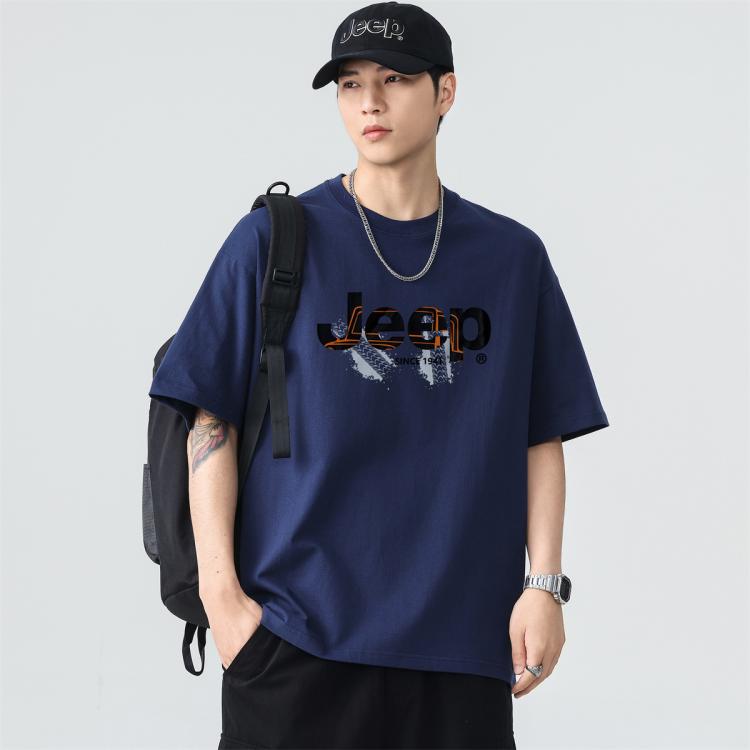 JEEP 【重磅100%棉】短袖T恤男夏季清爽宽松纯棉休闲运动上衣半袖
