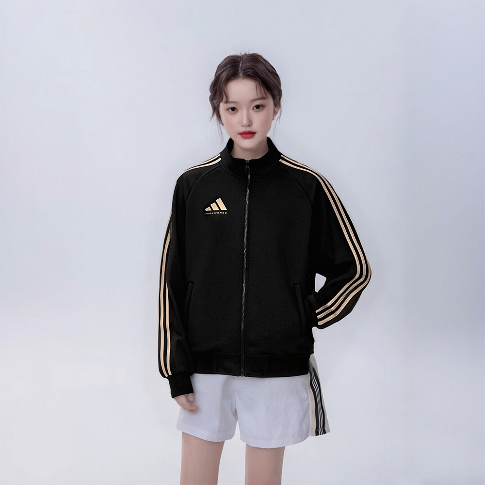 adidas 外套男春季防风保暖运动服户外跑步运动针织立领夹克男女同款