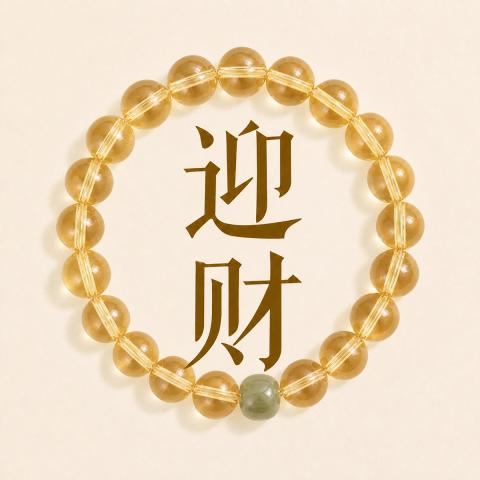 诺米美物 一夜暴富黄水晶手链女和田玉平安转运珠好运手串送闺蜜生日礼物 图片 1