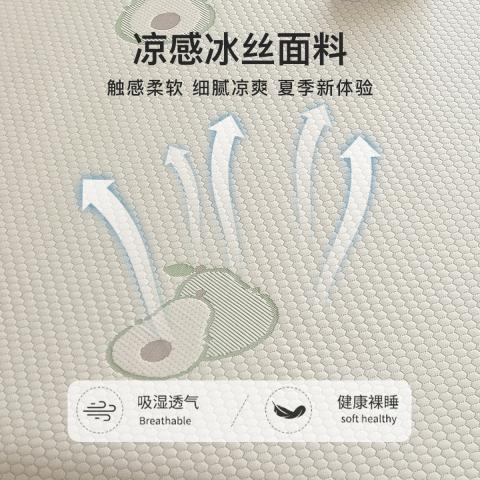 洁丽雅 豆豆冰丝凉席凉感冰丝席三件套床笠款可机洗a类学生宿舍空调席子 图片 2